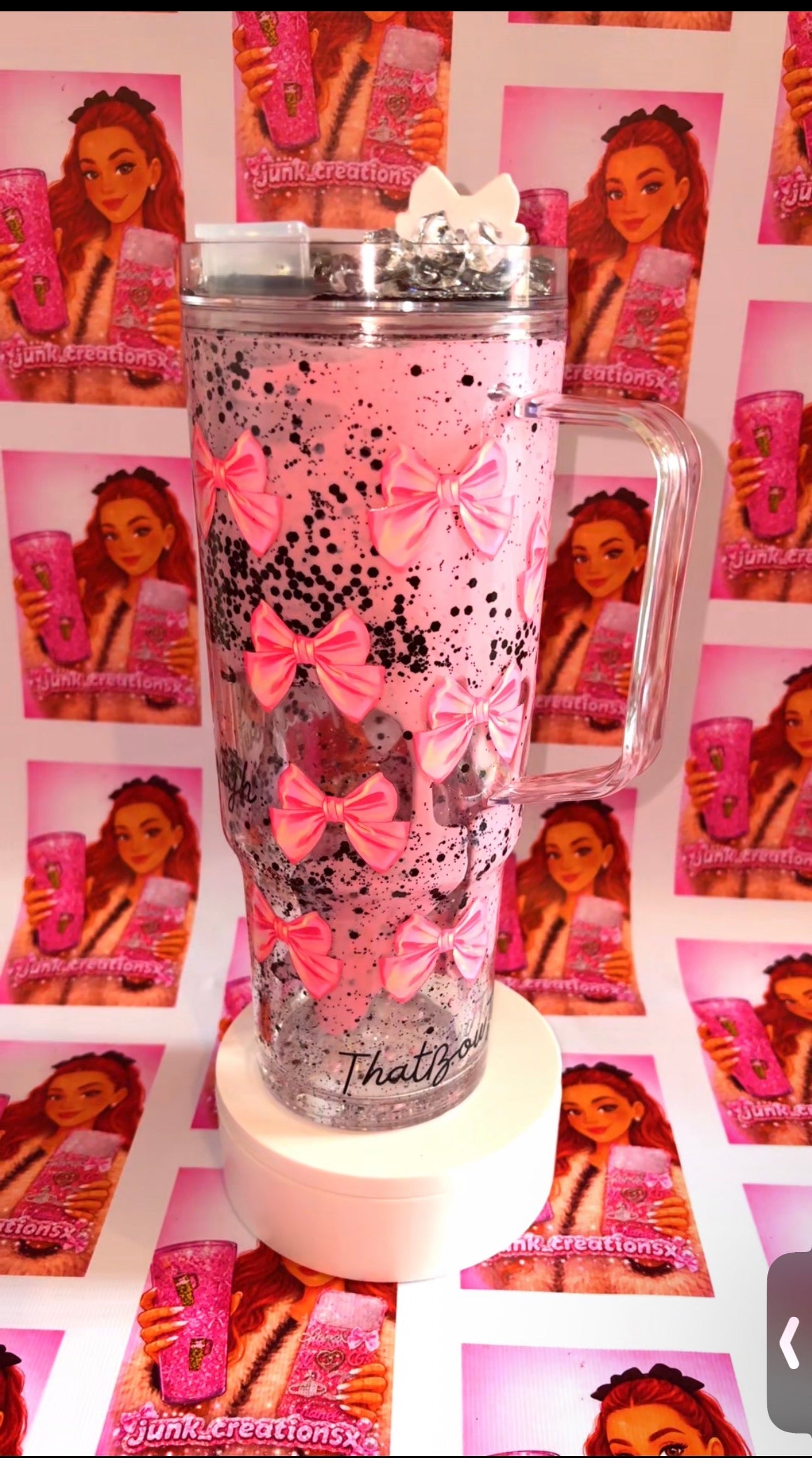 40oz snowglobe with Ice & charm