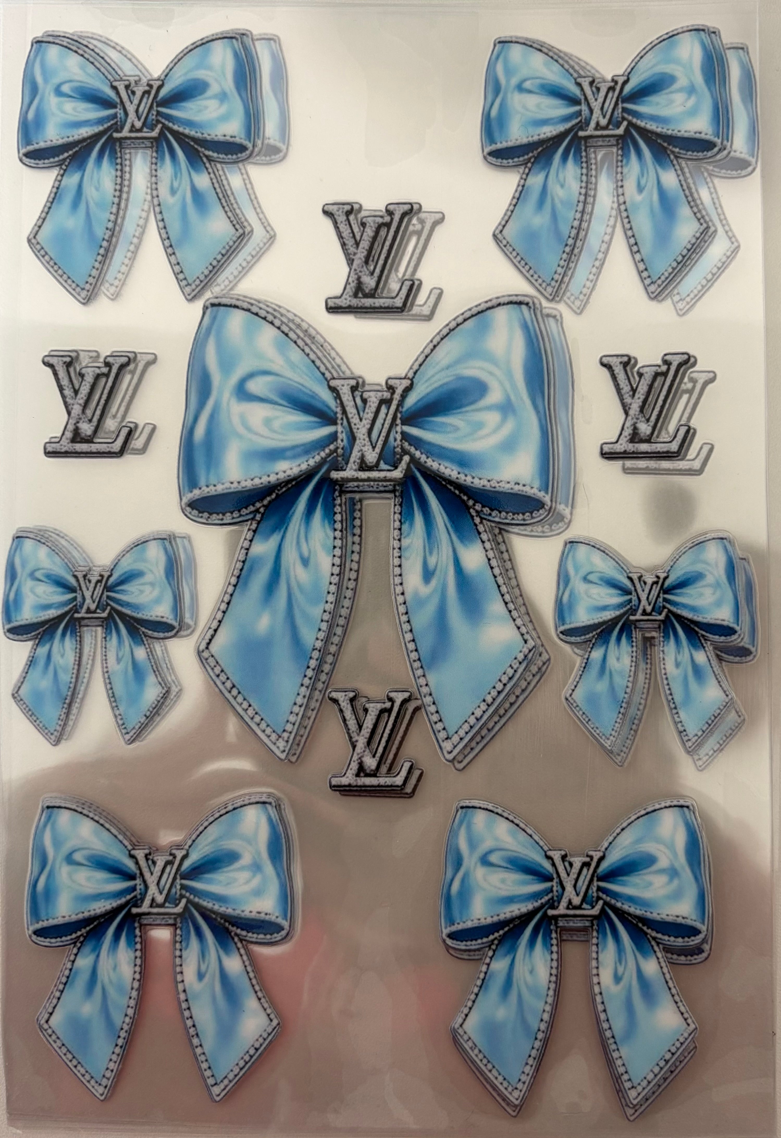 Blue bow LV notebook wrap