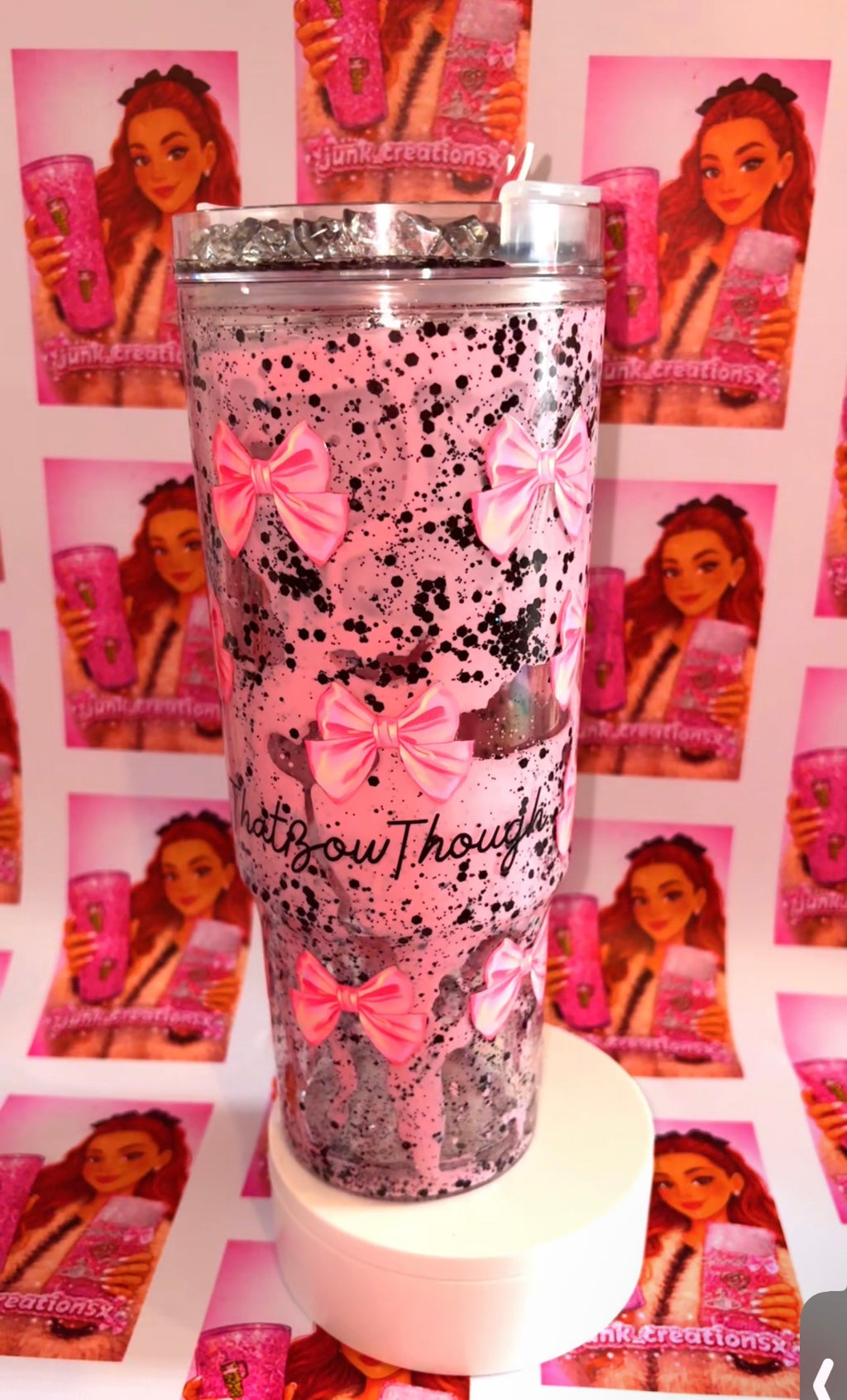 40oz snowglobe with Ice & charm