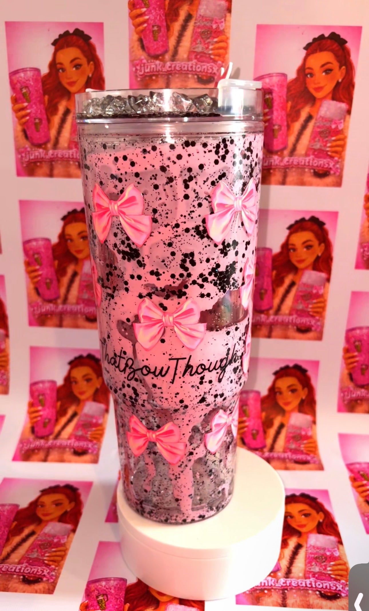 40oz snowglobe with Ice & charm