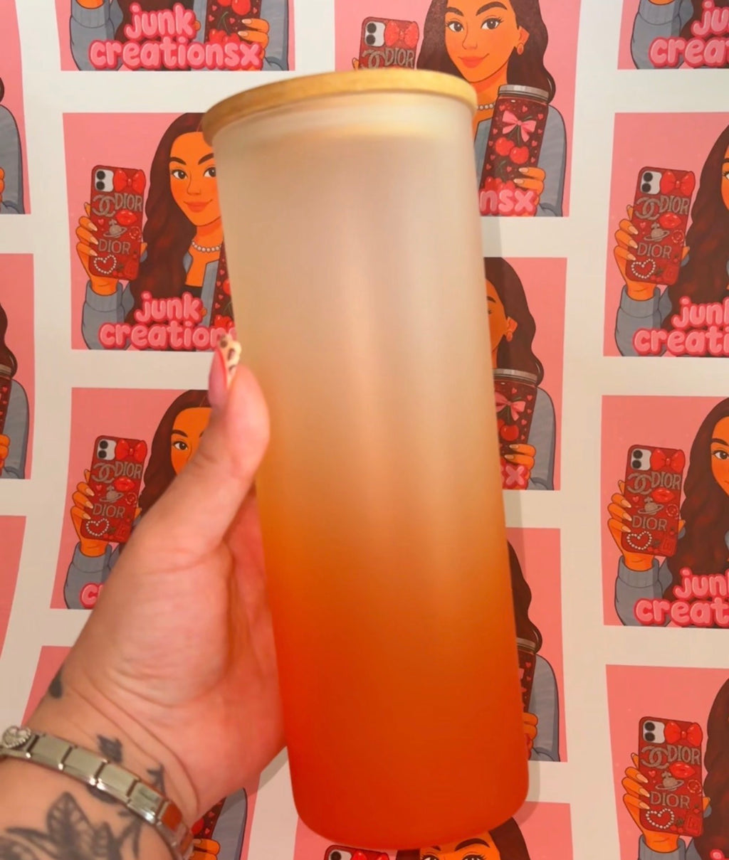 25oz ombré Glass with wrap plain lid