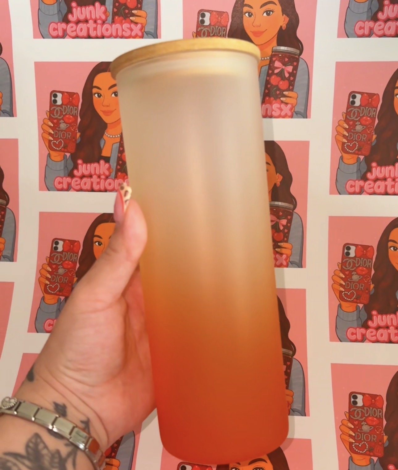 25oz ombré Glass with wrap plain lid